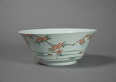 Bowl with Flowers and Waves, Porcelain painted with colored enamels over a transparent glaze (Jingdezhen ware), China