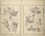 Guide to Chinese Painting, Second Series (Kanga shinan nihen), Illustrations by Kawamura Bunpō (Japanese, 1779–1821), Set of three woodblock printed books; ink and color on paper, Japan