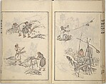 Guide to Chinese Painting, Second Series (Kanga shinan nihen), Illustrations by Kawamura Bunpō (Japanese, 1779–1821), Set of three woodblock printed books; ink and color on paper, Japan