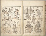 Picture Album of the Floating World (Ukiyo efu) 浮世画譜, Keisai Eisen 渓斎英泉 (Japanese, 1790–1848), Set of three woodblock printed books; ink and color on paper, Japan
