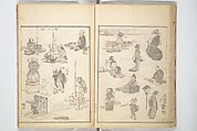 Picture Album of the Floating World (Ukiyo efu) 浮世画譜, Keisai Eisen 渓斎英泉 (Japanese, 1790–1848), Set of three woodblock printed books; ink and color on paper, Japan