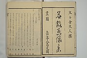 Collection of Kyōka Verse with Portraits of Poets in Famous Numerical Groupings (Kyōka meisū gazō shū) 狂歌名数画像集, Yashima Gakutei 八島岳亭 (Japanese, 1786?–1868), Set of three woodblock printed books; ink and color on paper, Japan