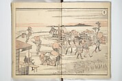 Picture Album of Road Pictures (of the Tōkaidō Road) (Dōchū gafu) 道中画譜, Totoya Hokkei 魚屋北渓 (Japanese, 1780–1850), Woodblock printed book; ink and color on paper, Japan