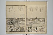 Fine Views of the Eastern Capital at a Glance (Tōto meisho ichiran) 東都名所一覧, Katsushika Hokusai 葛飾北斎 (Japanese, Tokyo (Edo) 1760–1849 Tokyo (Edo)), Set of two woodblock printed books; ink and color on paper, Japan