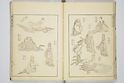 Transmitting the Spirit, Revealing the Form of Things, Volume 1 to 15 of Hokusai Sketchbooks (Denshin kaishu: Hokusai manga, shohen–jugohen) 伝神開手北斎漫画 初編-十五編, Katsushika Hokusai 葛飾北斎 (Japanese, Tokyo (Edo) 1760–1849 Tokyo (Edo)), Set of fifteen woodblock printed books; ink and color on paper, Japan