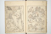 Transmitting the Spirit, Revealing the Form of Things, Volume 1 to 15 of Hokusai Sketchbooks (Denshin kaishu: Hokusai manga, shohen–jugohen) 伝神開手北斎漫画 初編-十五編, Katsushika Hokusai 葛飾北斎 (Japanese, Tokyo (Edo) 1760–1849 Tokyo (Edo)), Set of fifteen woodblock printed books; ink and color on paper, Japan