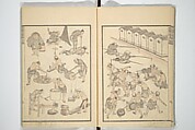Transmitting the Spirit, Revealing the Form of Things, Volume 1 to 15 of Hokusai Sketchbooks (Denshin kaishu: Hokusai manga, shohen–jugohen) 伝神開手北斎漫画 初編-十五編, Katsushika Hokusai 葛飾北斎 (Japanese, Tokyo (Edo) 1760–1849 Tokyo (Edo)), Set of fifteen woodblock printed books; ink and color on paper, Japan