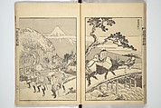 One Hundred Views of Mount Fuji (Fugaku hyakkei) 富嶽百景, Katsushika Hokusai 葛飾北斎 (Japanese, Tokyo (Edo) 1760–1849 Tokyo (Edo)), Set of three woodblock printed books; ink on paper, Japan