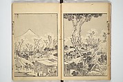 One Hundred Views of Mount Fuji (Fugaku hyakkei) 富嶽百景, Katsushika Hokusai 葛飾北斎 (Japanese, Tokyo (Edo) 1760–1849 Tokyo (Edo)), Set of three woodblock printed books; ink on paper, Japan