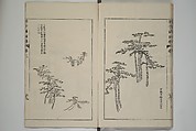 The Mustard Seed Garden Painting Manual  (Japanese reprint)  芥子園畫傳, Wang Gai 王槩 (Chinese, 1645–1710), Set of five woodblock printed books; ink and color on paper, Japan
