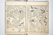 Kyōsai’s Treatise on Painting (Kyōsai gadan) 暁斎画談, Kawanabe Kyōsai 河鍋暁斎 (Japanese, 1831–1889), Set of four woodblock printed books; ink and color on paper, Japan