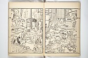 Kyōsai’s Treatise on Painting (Kyōsai gadan) 暁斎画談, Kawanabe Kyōsai 河鍋暁斎 (Japanese, 1831–1889), Set of four woodblock printed books; ink and color on paper, Japan