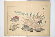 Kyōsai’s Drawings for Pleasure (Kyōsai rakuga)  暁齋樂画, Kawanabe Kyōsai 河鍋暁斎 (Japanese, 1831–1889), Set of two woodblock-printed books (one volume orihon, accordion-style); ink and color on paper, Japan
