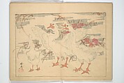 Kyōsai’s Drawings for Pleasure (Kyōsai rakuga)  暁齋樂画, Kawanabe Kyōsai 河鍋暁斎 (Japanese, 1831–1889), Set of two woodblock-printed books (one volume orihon, accordion-style); ink and color on paper, Japan