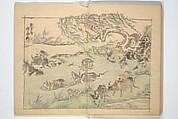 Kyōsai’s Drawings for Pleasure (Kyōsai rakuga)  暁齋樂画, Kawanabe Kyōsai 河鍋暁斎 (Japanese, 1831–1889), Set of two woodblock-printed books (one volume orihon, accordion-style); ink and color on paper, Japan