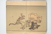Kyōsai’s Pictures of One Hundred Demons (Kyōsai hyakki gadan) 暁斎百鬼画談, Kawanabe Kyōsai 河鍋暁斎 (Japanese, 1831–1889), Woodblock printed book (orihon, accordion-style); ink and color on paper, Japan