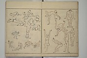How to Draw Figures Simply (Jinbutsu ryakugashiki) 人物略画式, Kuwagata Keisai 鍬形蕙斎 (Japanese, 1764–1824), Woodblock printed book; ink and color on paper, Japan