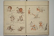 How to Draw Figures Simply (Jinbutsu ryakugashiki) 人物略画式, Kuwagata Keisai 鍬形蕙斎 (Japanese, 1764–1824), Woodblock printed book; ink and color on paper, Japan