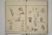 How to Draw Figures Simply (Jinbutsu ryakugashiki) 人物略画式, Kuwagata Keisai 鍬形蕙斎 (Japanese, 1764–1824), Woodblock printed book; ink and color on paper, Japan