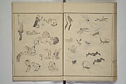 How to Draw Figures Simply (Jinbutsu ryakugashiki) 人物略画式, Kuwagata Keisai 鍬形蕙斎 (Japanese, 1764–1824), Woodblock printed book; ink and color on paper, Japan