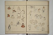How to Draw Figures Simply (Jinbutsu ryakugashiki) 人物略画式, Kuwagata Keisai 鍬形蕙斎 (Japanese, 1764–1824), Woodblock printed book; ink and color on paper, Japan