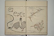 How to Draw Birds, Insects and Fish Simply (Chōjū ryakugashiki) 鳥獣略画式, Kuwagata Keisai 鍬形蕙斎 (Japanese, 1764–1824), Woodblock printed book; ink and color on paper, Japan