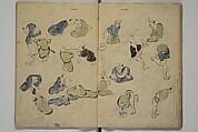 How to Draw Figures Simply (Jinbutsu ryakugashiki) 人物略画式, Kuwagata Keisai 鍬形蕙斎 (Japanese, 1764–1824), Woodblock printed book; ink and color on paper, Japan