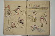 How to Draw Figures Simply (Jinbutsu ryakugashiki) 人物略画式, Kuwagata Keisai 鍬形蕙斎 (Japanese, 1764–1824), Woodblock printed book; ink and color on paper, Japan