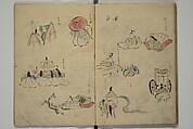 How to Draw Figures Simply (Jinbutsu ryakugashiki) 人物略画式, Kuwagata Keisai 鍬形蕙斎 (Japanese, 1764–1824), Woodblock printed book; ink and color on paper, Japan
