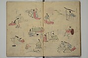 How to Draw Figures Simply (Jinbutsu ryakugashiki) 人物略画式, Kuwagata Keisai 鍬形蕙斎 (Japanese, 1764–1824), Woodblock printed book; ink and color on paper, Japan