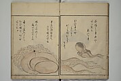 The Servants of the Dragon King of the Sea: Fish and Shells (Tatsu no miyatsuko gyokai fu) 龍の宮津子魚貝譜, Kuwagata Keisai 鍬形蕙斎 (Japanese, 1764–1824), Woodblock printed book; ink, color and mica on paper, Japan