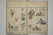 Garden of Cursive Drawings (Ryakuga-en) 略画苑, Kuwagata Keisai 鍬形蕙斎 (Japanese, 1764–1824), Woodblock printed book; ink and color on paper, Japan