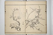 Pictures by Famous Artists (Meika gafu) 名家画譜, Yosa Buson 与謝蕪村 (Japanese, 1716–1783)  , and others, Set of two woodblock printed books; ink and color on paper, Japan