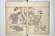 Sketchbook of One Hundred Women (Manga hyakujo) 漫画百女, Aikawa Minwa 合川珉和 (Japanese, active 1806–1821), Woodblock printed book; ink and color on paper, Japan