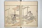 Sketchbook of One Hundred Women (Manga hyakujo) 漫画百女, Aikawa Minwa 合川珉和 (Japanese, active 1806–1821), Woodblock printed book; ink and color on paper, Japan