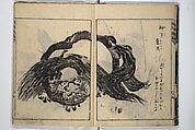 The Moving Brush in "Rough" Painting (Unpitsu soga) 運筆麁画, Tachibana Morikuni 橘守国 (Japanese, 1679–1748), Set of three woodblock printed books; ink on paper, Japan