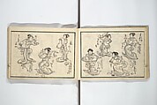 Teach Yourself How to Dance (Odori hitori keiko) 踊独稽古;  酒宴即興踊独稽古(しゅえん そっきょう おどりひとりげいこ), Sanshōsai (Japanese), Woodblock printed book; ink and color on paper, Japan