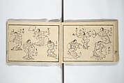 Teach Yourself How to Dance (Odori hitori keiko) 踊独稽古;  酒宴即興踊独稽古(しゅえん そっきょう おどりひとりげいこ), Sanshōsai (Japanese), Woodblock printed book; ink and color on paper, Japan