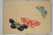 A Thousand Butterflies (Chō senshu)  蝶千種, Kamisaka Sekka 神阪雪佳 (Japanese, 1866–1942), Set of two woodblock printed books (orihon, accordion-style); ink and color on paper, Japan