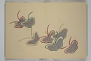 A Thousand Butterflies (Chō senshu)  蝶千種, Kamisaka Sekka 神阪雪佳 (Japanese, 1866–1942), Set of two woodblock printed books (orihon, accordion-style); ink and color on paper, Japan