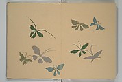 A Thousand Butterflies (Chō senshu)  蝶千種, Kamisaka Sekka 神阪雪佳 (Japanese, 1866–1942), Set of two woodblock printed books (orihon, accordion-style); ink and color on paper, Japan