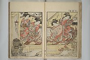 Mirror of Yoshiwara Beauties (Seirō bijin awase sugata kagami) 青楼美人合姿鏡, Katsukawa Shunshō　勝川春章 (Japanese, 1726–1792), Woodblock printed book; ink, color, and mica on paper, Japan