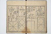 A Thousand Cranes and How to Fold Them (Senbazuru orikata) 千羽鶴折形; 秘伝千羽鶴折形, Attributed to Shimokōbe Shūsui 下河辺 拾水 (Japanese, died 1797), Woodblock printed book; ink on paper, Japan
