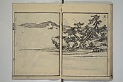 Soken Landscape Picture Album (Soken sansui gafu) 素絢山水画譜, Yamaguchi Soken 山口素絢 (Japanese, 1759–1818), Set of two woodblock printed books; ink and hand-coloring (vol. 2) on paper, Japan