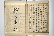 Picture Album of Landscapes by Yi Fujiu and Ike no Taiga (I Fukyū Ike no Taiga sansui gafu) 伊桴鳩池大雅山水画譜; 山水画譜(さんすいがふ), Nakagawa Tenju (Japanese, 1727–1795), Set of two woodblock-printed books bound as one volume; ink on paper, Japan