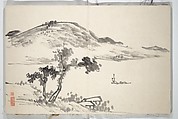 Untitled Picture Album of
 Fifteen Ink Paintings 對山先生山水画譜(たいざん せんせい さんすいがふ), Hine Taizan 日根對山 (Japanese, 1813–1869), Accordion album; ink on paper, Japan