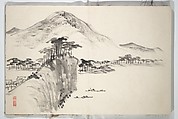Untitled Picture Album of
 Fifteen Ink Paintings 對山先生山水画譜(たいざん せんせい さんすいがふ), Hine Taizan 日根對山 (Japanese, 1813–1869), Accordion album; ink on paper, Japan