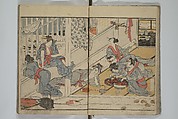 Picture Book of Modern Figures of Fashion (Ehon imayō sugata) 絵本時世粧, Utagawa Toyokuni I 歌川豊国一世 (Japanese, 1769–1825), Set of two woodblock-printed books with hand-written names in volume two; ink and color on paper, Japan