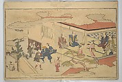 The Young God Ebisu (Waka ebisu) 和歌夷, Kitagawa Utamaro 喜多川歌麿 (Japanese, ca. 1754–1806), Woodblock printed book; ink, color, and brass dust on paper, Japan