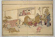 The Young God Ebisu (Waka ebisu) 和歌夷, Kitagawa Utamaro 喜多川歌麿 (Japanese, ca. 1754–1806), Woodblock printed book; ink, color, and brass dust on paper, Japan